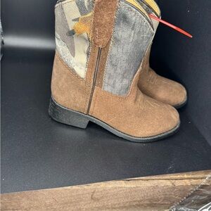 Brown and Camouflage Toddler Cowboy Boots Size 7 NWOT